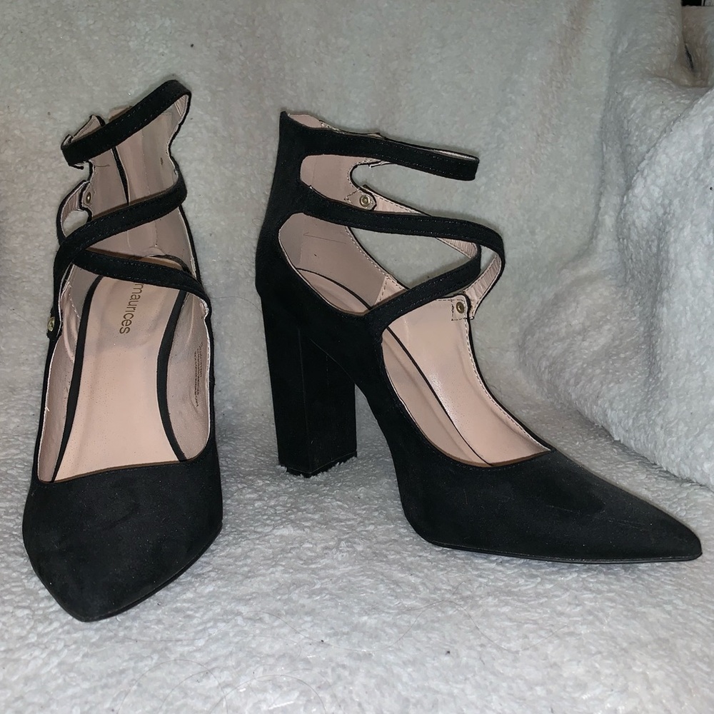Maurices Black Suede Block Work Heel